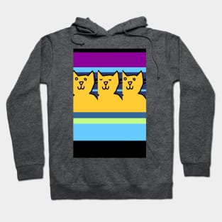 Blinking Yellow Cats on Stripes Hoodie